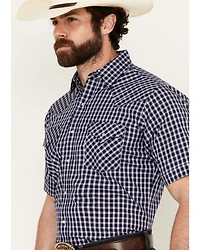 Ely Walker Men's Plaid Print Short Sleeve Snap Western Shirt