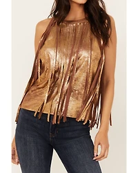 Idyllwind Women's Prescott Foiled Faux Suede Fringe Tank