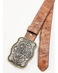 Shyanne Girls' Cross Buckle Floral Embossed Belt