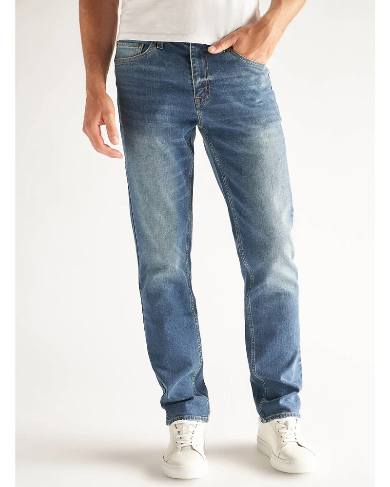 DEVIL-DOG Dungarees Men's Ash Core Light Wash Slim Straight Stretch Denim