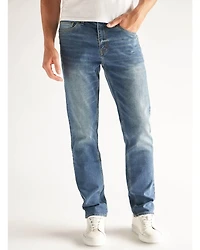 DEVIL-DOG Dungarees Men's Ash Core Light Wash Slim Straight Stretch Denim