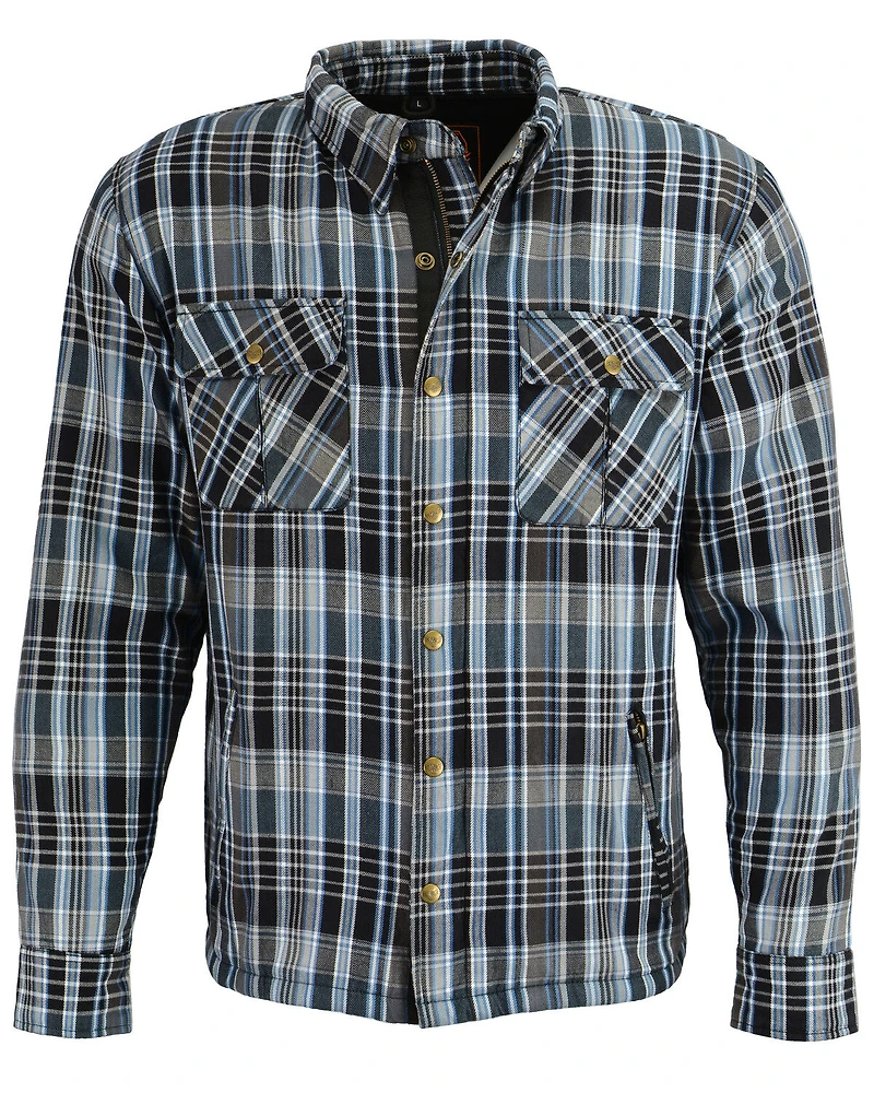 Milwaukee Performance Men's Black/White/Blue Aramid Flannel Biker Shirt