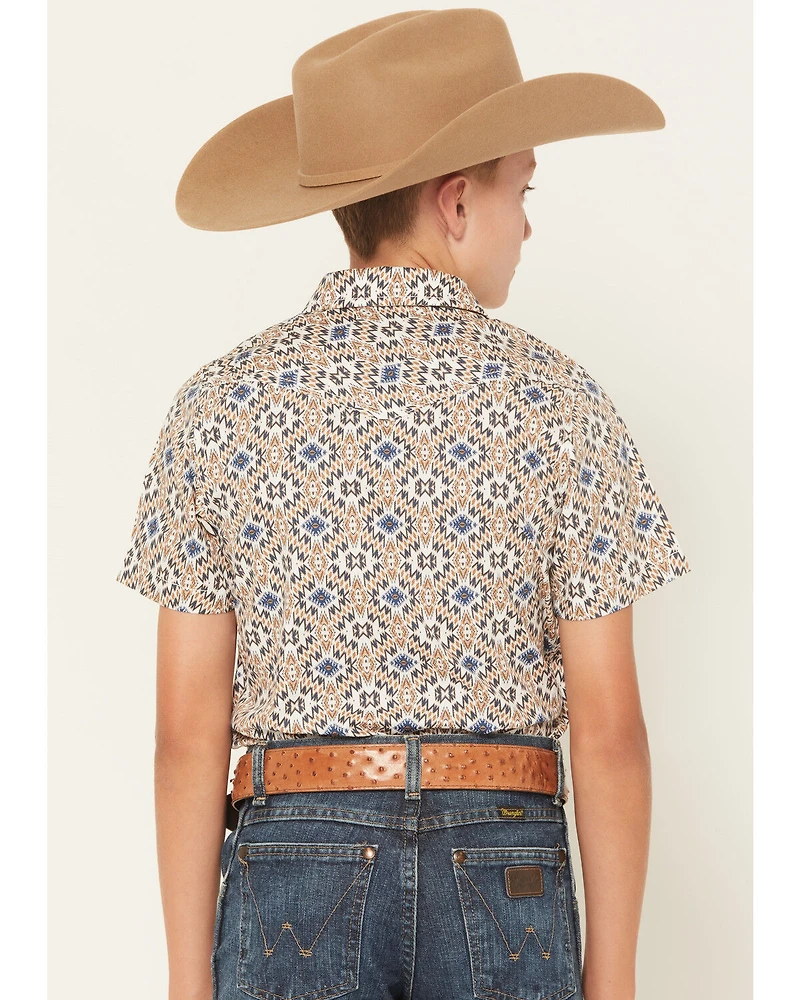 Cody James Boys' High Plains Southwestern Print Short Sleeve Snap Western Shirt