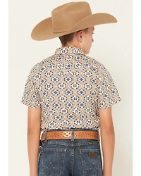 Cody James Boys' High Plains Southwestern Print Short Sleeve Snap Western Shirt