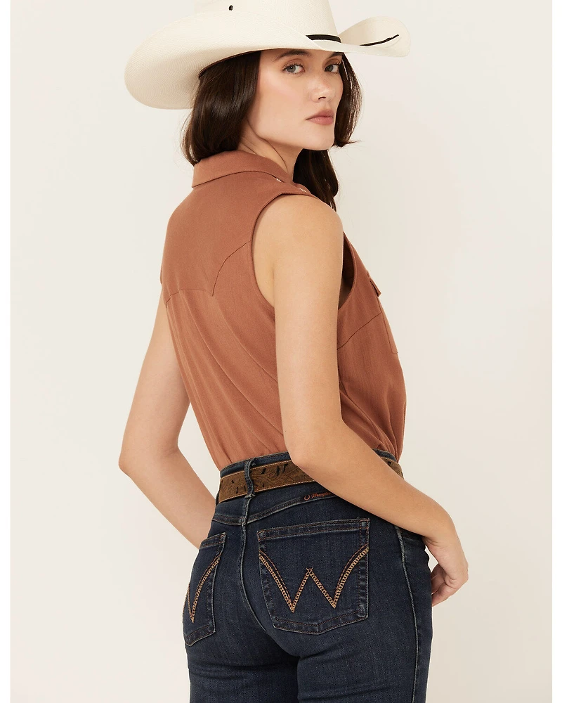 Shyanne Women's Western Embroidered Sleeveless Button-Down Shirt