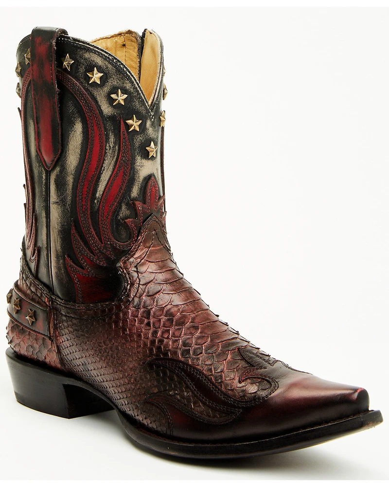 Corral Men's Exotic Python Studded Short Western Boots - Snip Toe