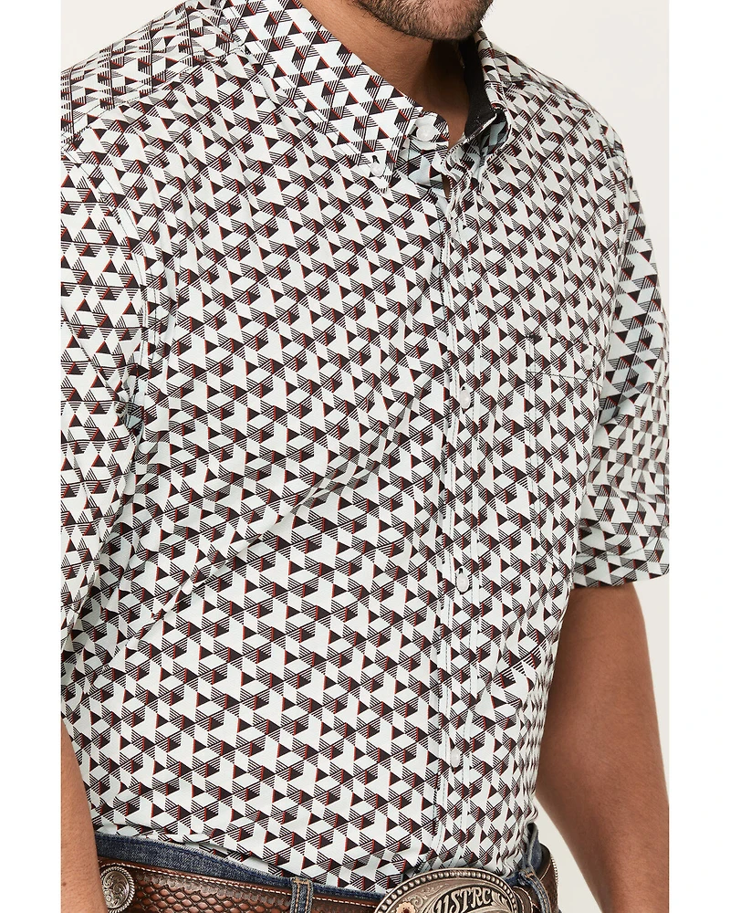 RANK 45® Men's Angus Geo Print Short Sleeve Button-Down Stretch Western Shirt