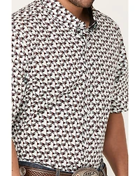 RANK 45® Men's Angus Geo Print Short Sleeve Button-Down Stretch Western Shirt