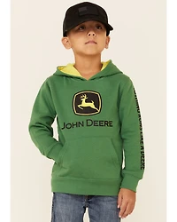 John Deere Boys' (4-7) Green Trademark Logo Sleeve Graphic Hooded Sweatshirt