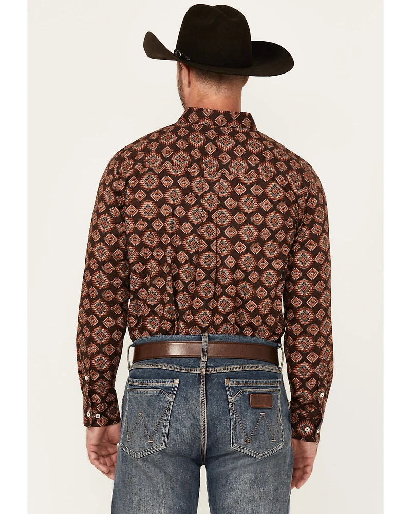 Cody James Men's Bite The Bullet Southwestern Print Long Sleeve Button-Down Stretch Western Shirt - Big