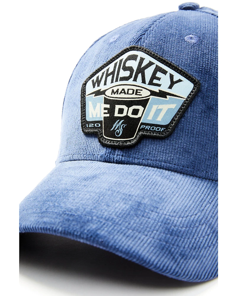 Moonshine Spirit Men's Cord Whiskey Made Me Do It Patch Solid-Back Ball Cap