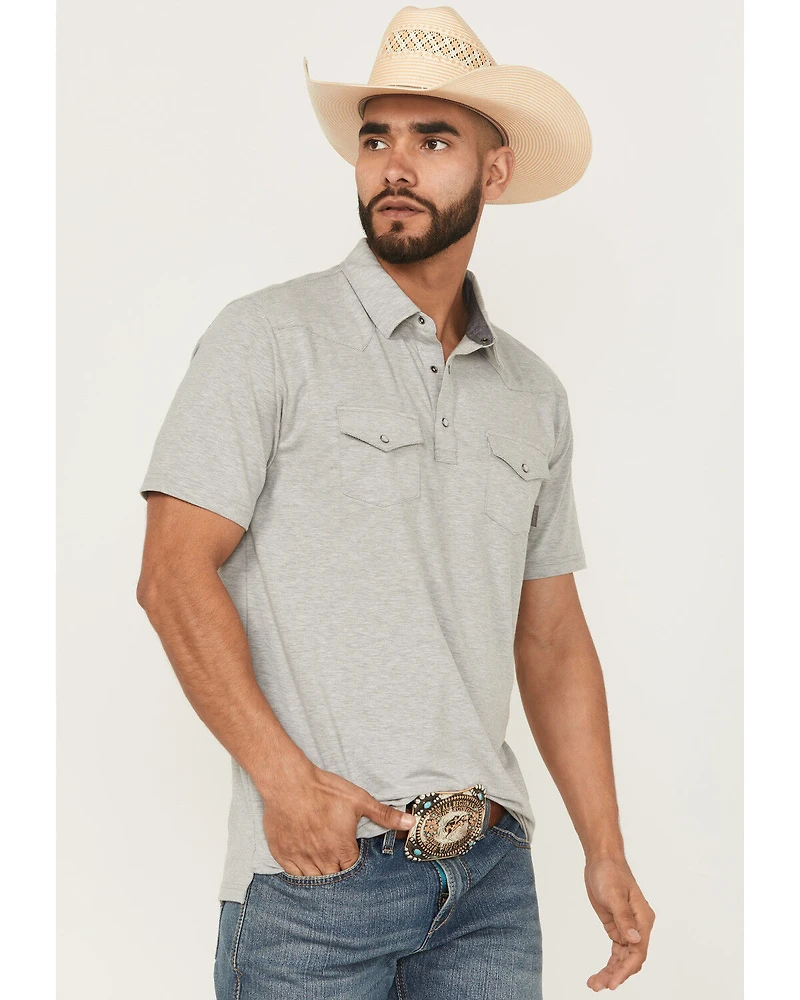 Ariat Men's Retro Solid Short Sleeve Snap Stretch Polo Shirt