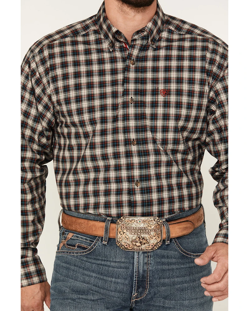 Ariat Men's Karter Plaid Print Long Sleeve Button-Down Stretch Western Shirt