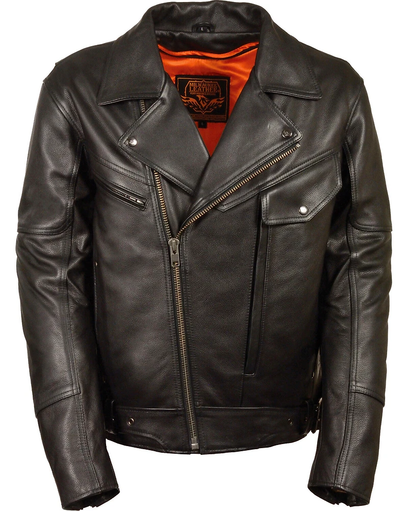 Milwaukee Leather Men's Side Set Belt Utility Pocket Motorcycle Jacket - 5X