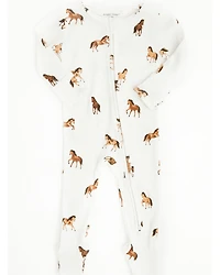 Angel Dear Infant Boys' Mini Horse Print Long Sleeve Snap Footie Onesie
