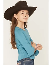 Shyanne Girls' Solid Studded Long Bell Sleeve Shirt