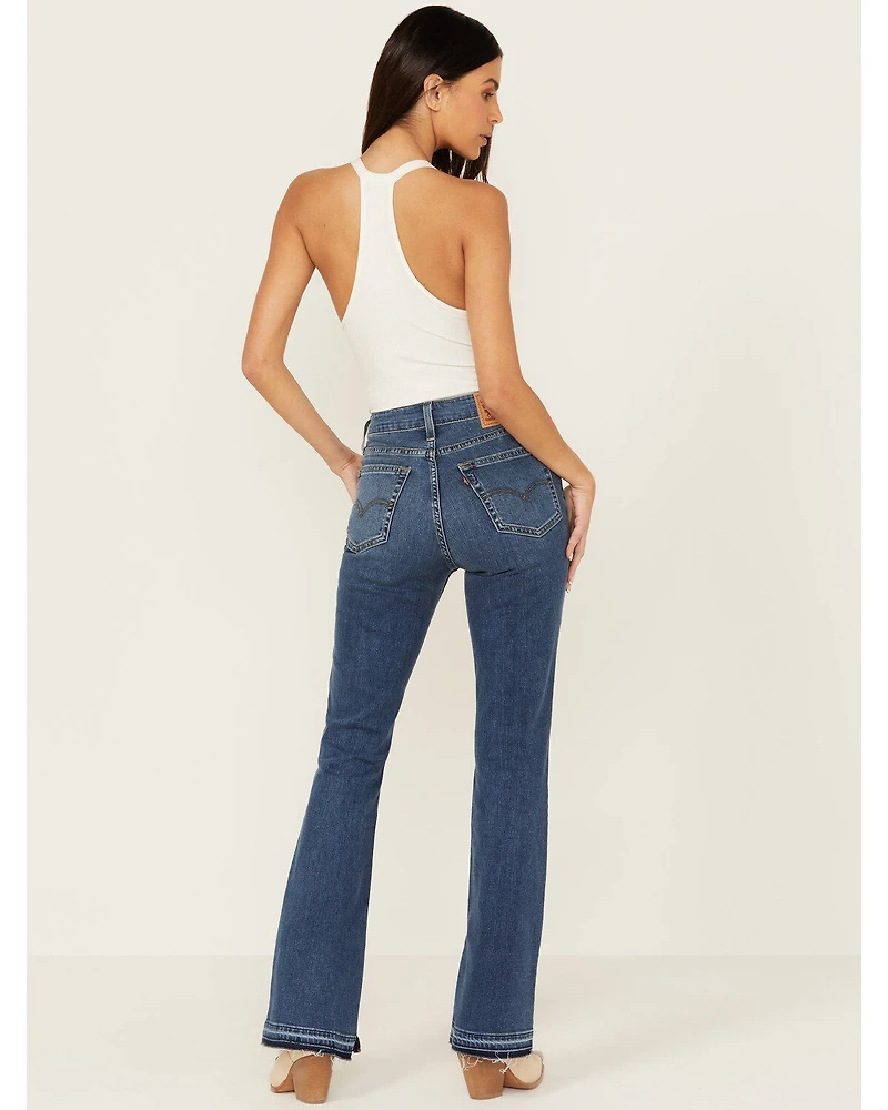 Levi's Women's Dark Wash Wait High Rise 725 Slit Hem Stretch Bootcut Jeans