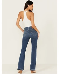 Levi's Women's Dark Wash Wait High Rise 725 Slit Hem Stretch Bootcut Jeans