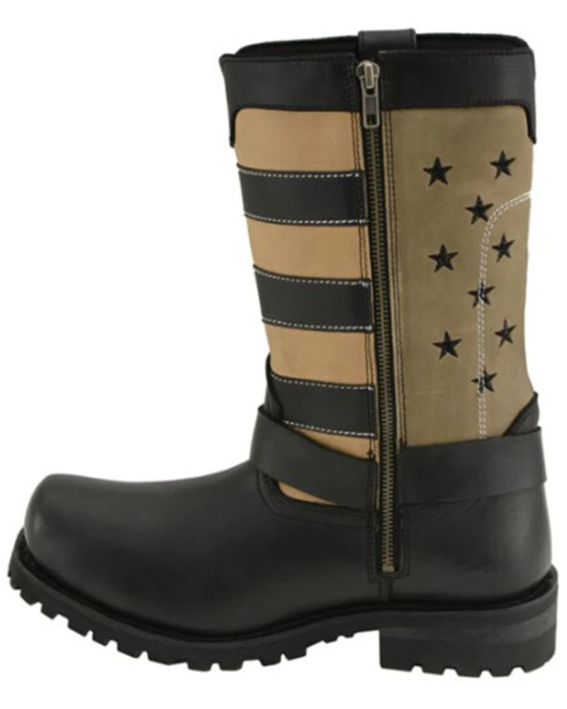 Milwaukee Leather Men's Stars And Stripes Motorcycle Harness Boots - Square Toe