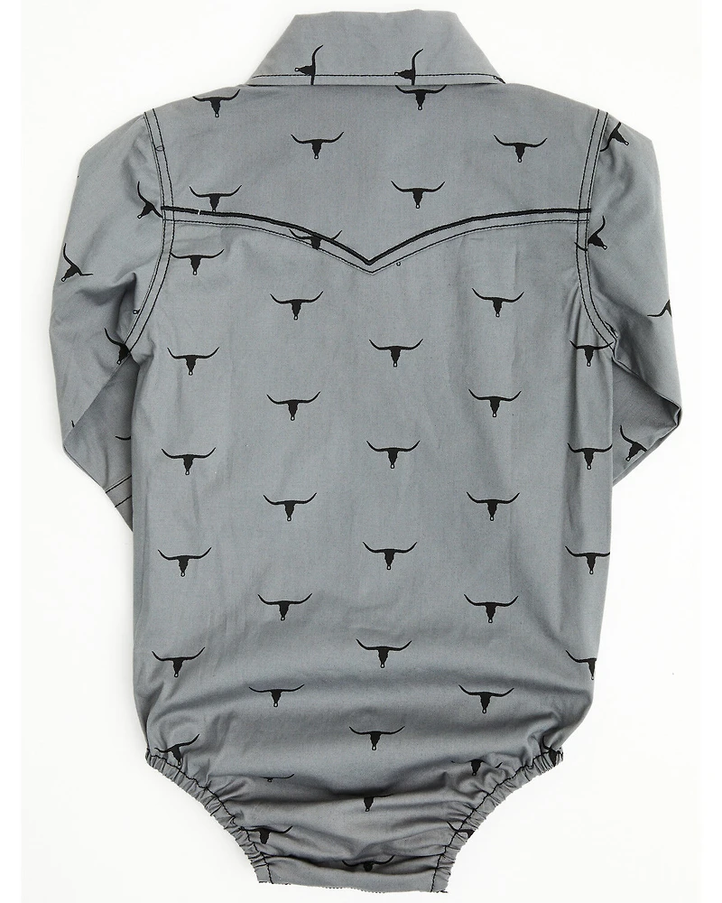 Cowboy Hardware Infant Boys' Skull Scatter Long Sleeve Snap Stretch Onesie