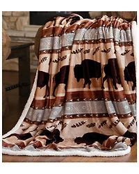 Carstens Home Wrangler Buffalo Southwestern Sherpa Fleece Throw Blanket