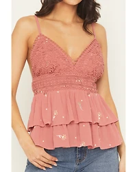A.T.A.P Women's Crochet Embroidered Tank Top