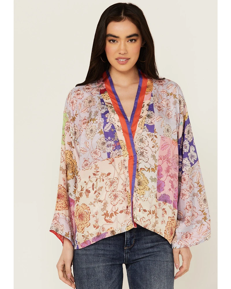 Johnny Was Women's Cosmo Nana Reversible Patchwork Floral Print & Paisley Bandana Kimono