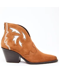 Dan Post Women's Embroidered Inlay Suede Fashion Booties - Snip Toe