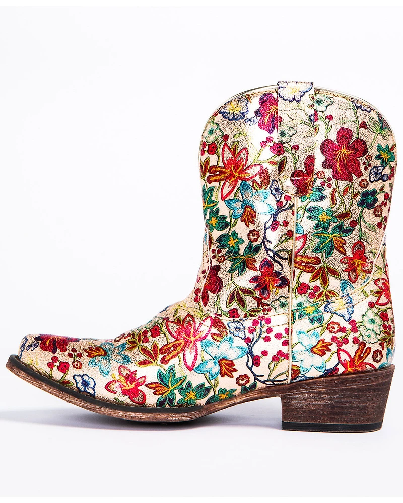Roper Women's Ingrid Floral Western Booties - Snip Toe
