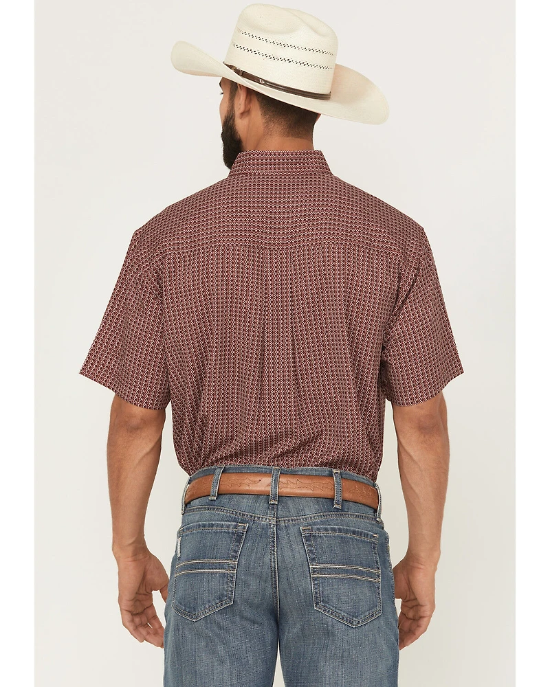 Cinch Men's Geo Print Short Sleeve Button-Down Performance Stretch Western Shirt