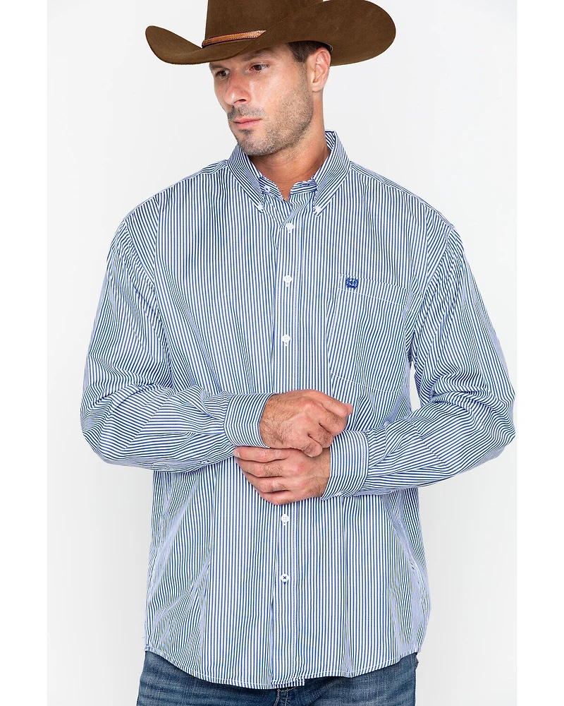 Cinch Men's Tencel Mini Stripe Long Sleeve Button-Down Western Shirt