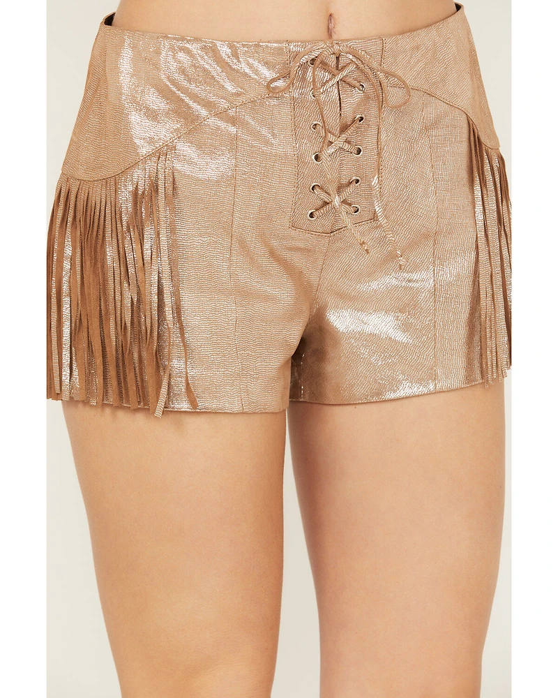Wonderwest Women's Foiled Suede Shorts