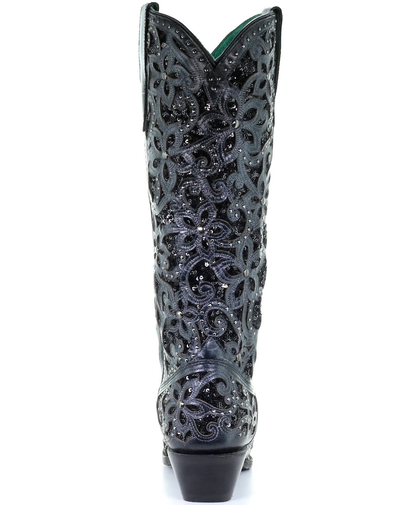 Corral Women's Floral Inlay Western Boots - Snip Toe