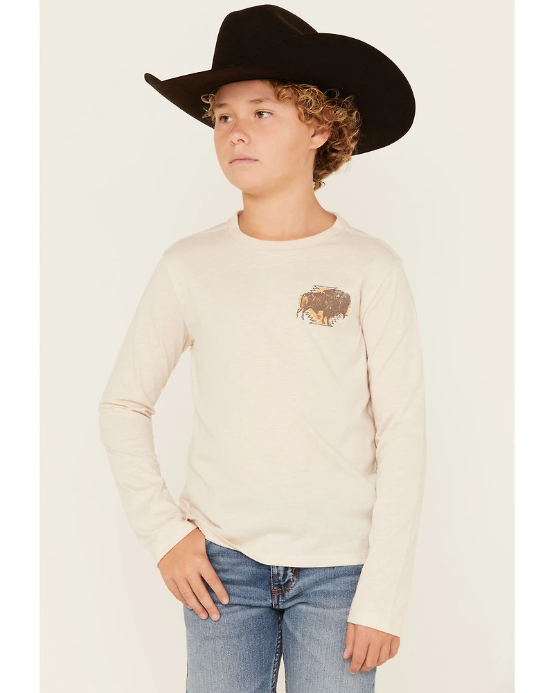 Rock & Roll Denim Boys' Buffalo Print Long Sleeve Graphic T-Shirt
