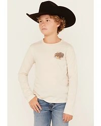 Rock & Roll Denim Boys' Buffalo Print Long Sleeve Graphic T-Shirt