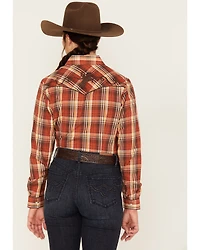 Roper Women's Plaid Print Long Sleeve Pearl Snap Western Shirt