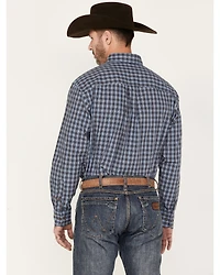 George Strait by Wrangler Plaid Print Long Sleeve Button-Down Western Shirt