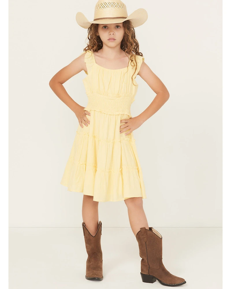 Ash & Violet Girls' Solid Ruffle Sleeve Dress