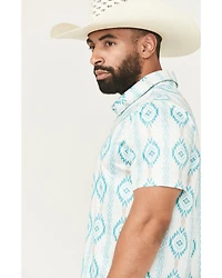 Rock & Roll Denim Men's Southwestern Print Short Sleeve Button-Down Stretch Polo Shirt