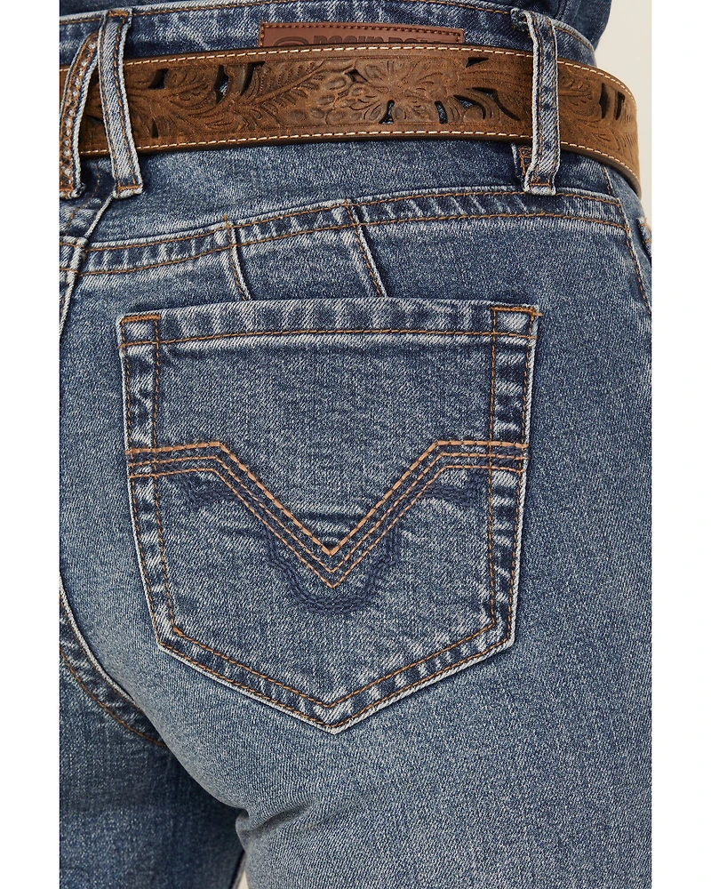 Rock & Roll Denim Women's Medium Wash High Rise Trouser Stretch Jeans