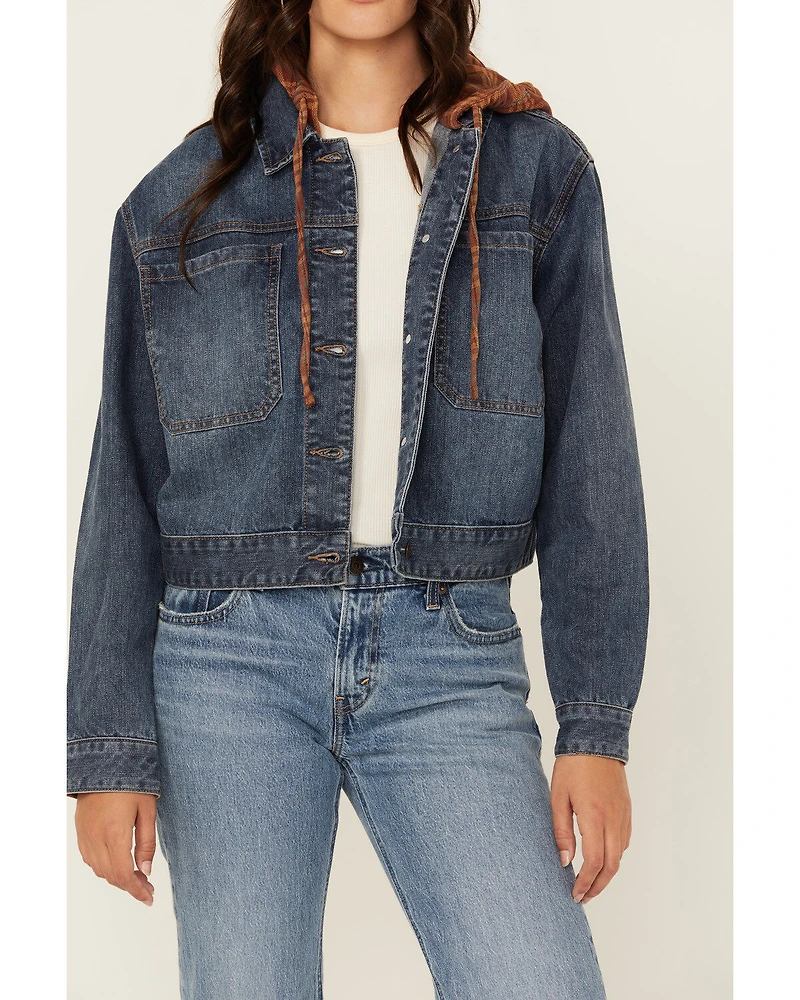 Cleo + Wolf Women's Arno Medium Wash Cropped Denim Jacket