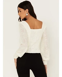 Idyllwind Women's Dallas Smocked Lace Puff Sleeve Top