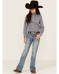 Roper Girls' Amarillo Floral Print Long Sleeve Western Pearl Snap Shirt