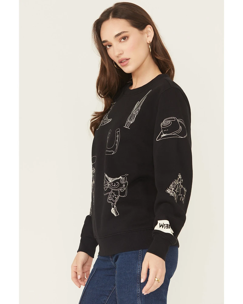 Wrangler Retro Women's Conversational Print Pullover Sweatshirt