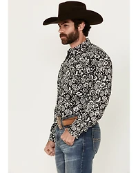Cowboy Hardware Men's Paisley Print Long Sleeve Snap Western Shirt