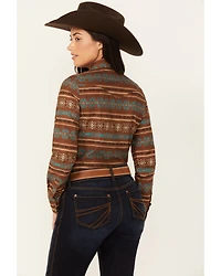 Roper Women's Southwestern Print Long Sleeve Snap Western Shirt