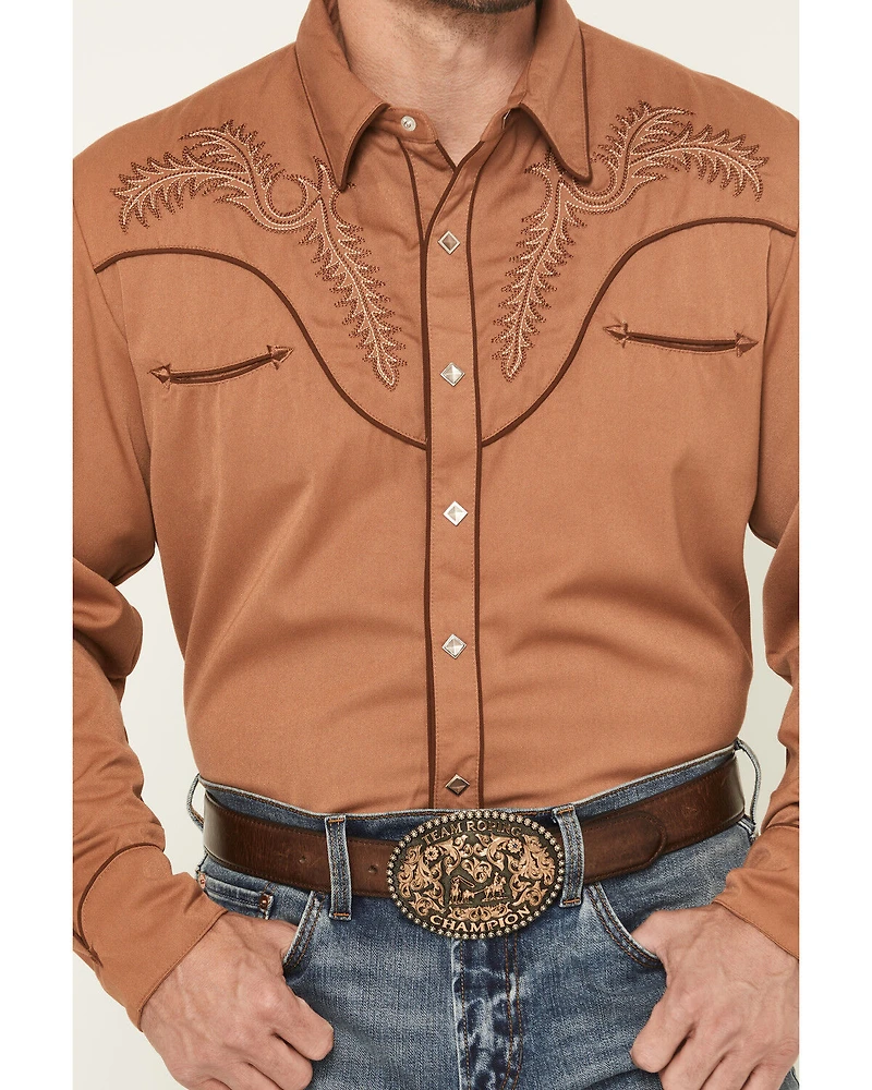 Scully Men's Embroidered Long Sleeve Snap Western Shirt - Big