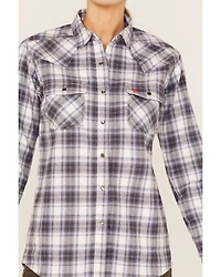Ariat Women's FR Whitney Plaid Print Long Sleeve Pearl Snap Work Shirt