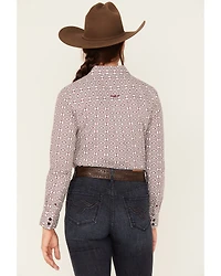 RANK 45® Women's Geo Print Long Sleeve Button-Down Stretch Riding Shirt