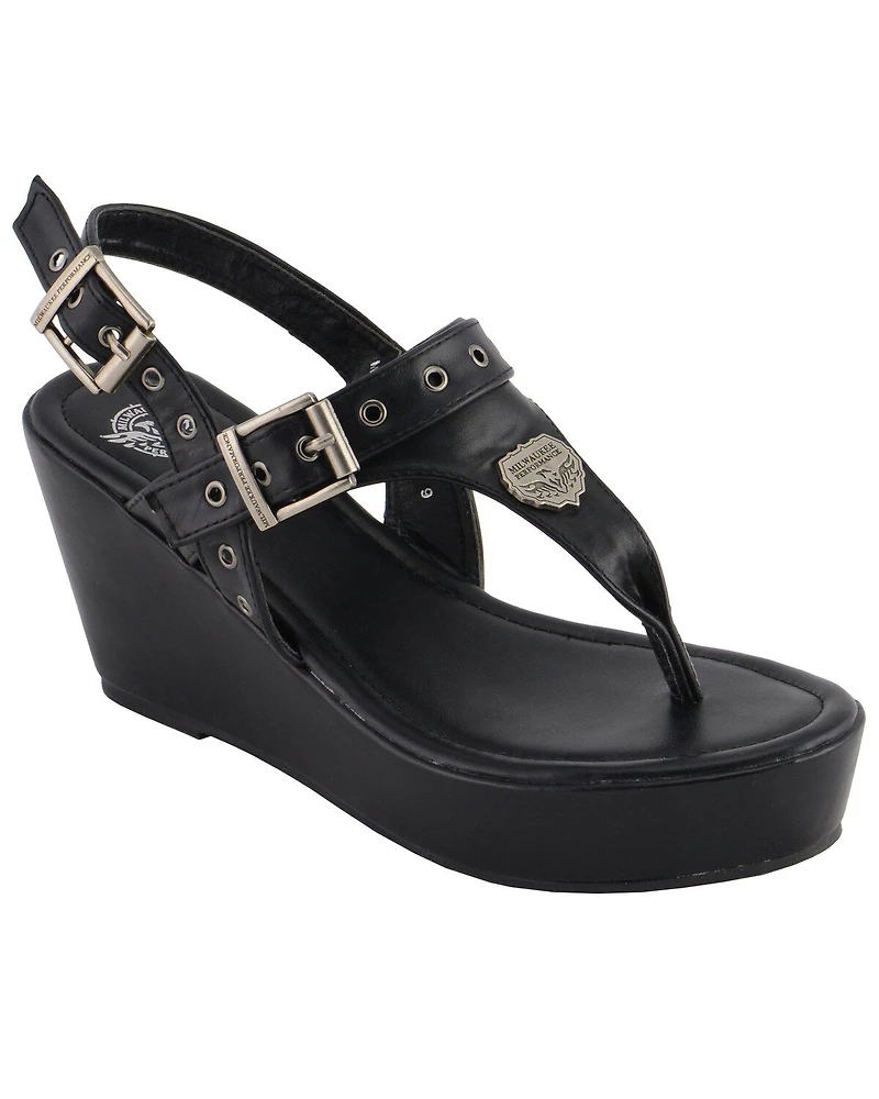 Milwaukee Leather Women's Buckle Strap Wedge Sandals